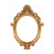 Home Decoration Golden or Silver Foil Classical Wooden Oval Picture Mirror Frames Christmas Gift